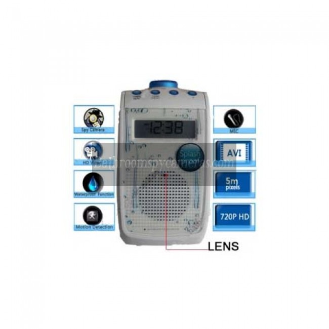 Bathroom Spy Shower Radio Camera - Splash Proof Radio HD Bathroom Spy Camera Motion Detection DVR 1280x720 16GB Remote Control ON/OFF Bathroom Spy Shower Radio Camera - Splash Proof Radio HD Bathroom Spy Camera Motion Detection DVR 1280x720 16GB Remote Control ON/OFF