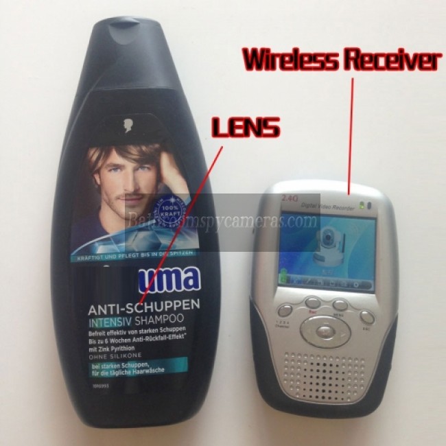 Wireless Shower Spy Camera Gel Bottle Bathroom Gel Bottle Camera Motion Activated Camera with Mp4 Receiver